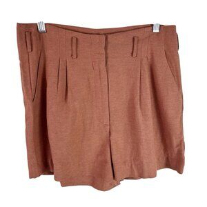 Venus Women's‎ 6 Pleated Linen Blend Shorts Terra-Cotta EUC Inseam 3.25"